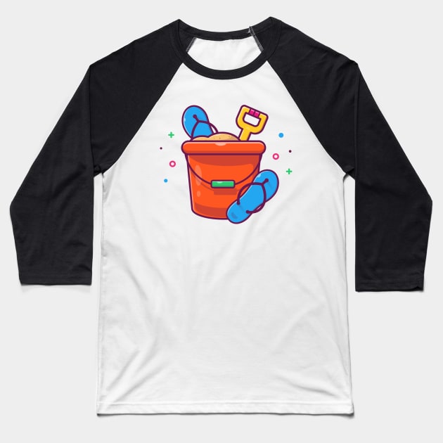 Bucket Sand With Sandals Cartoon Baseball T-Shirt by Catalyst Labs